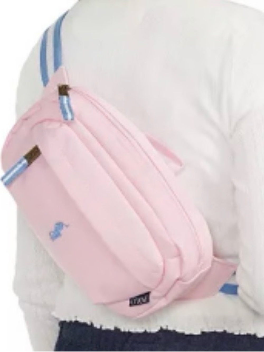 Ralph Lauren Light Pink Polo Pony Waist Bag with Blue Accents - Picture 2 of 5